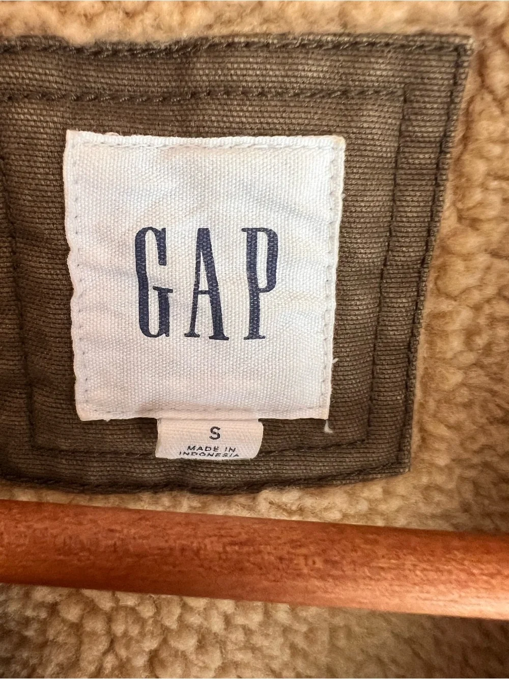 GAP Olive Green Military Field Jacket with Cream Sherpa Lining